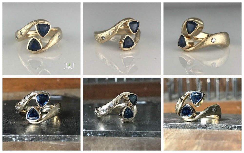 Sapphire Engraved Statement Ring