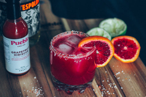 blood orange and grapefruit hibiscus margarita