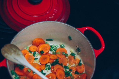 Carrots, Scallions, and Ginger Cooking