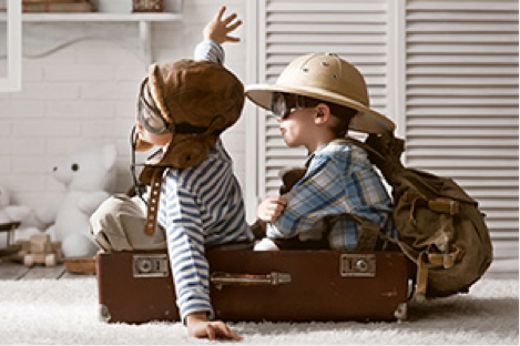 kids in suitcase