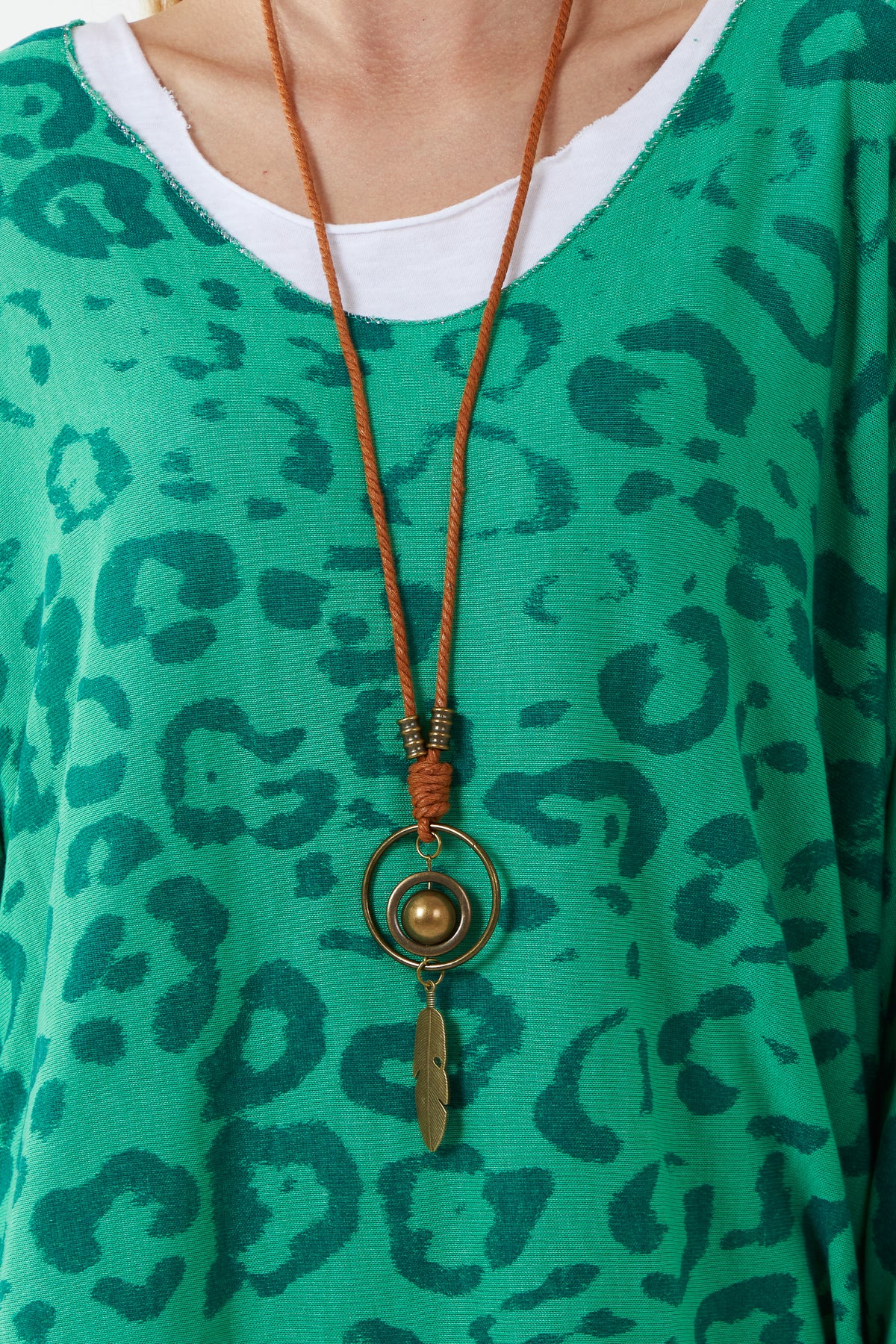 Leopard Print 2 in 1 Top With Necklace