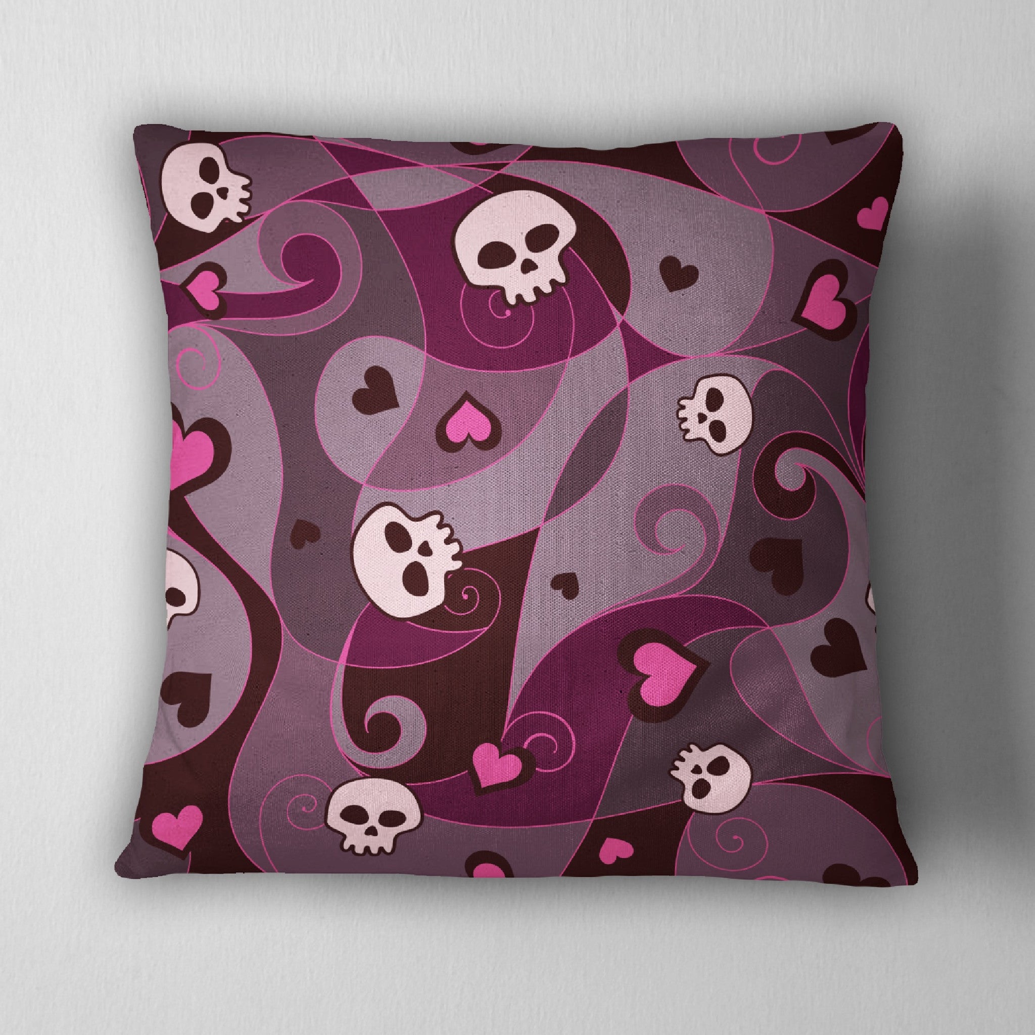 Fantasy Skull & Heart Decorative Throw Pillow - Ink and Rags