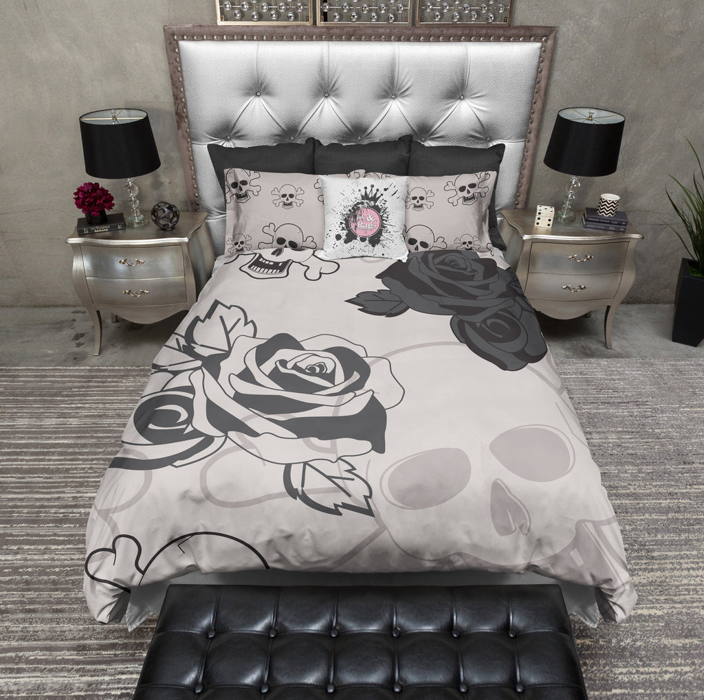 Roses And Lace Skull Duvet Bedding Sets Ink And Rags