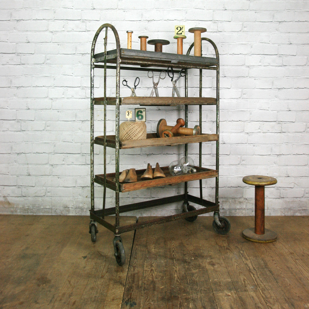 THREE (3) x Vintage Industrial Factory Shoe Rack Trolley #1 – Retail Shop  Display