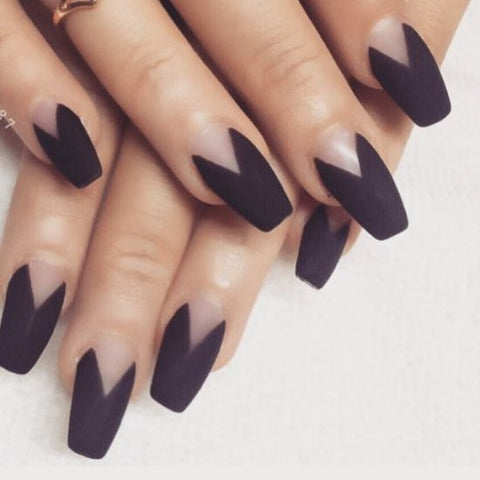Goth Black Coffin Shaped Nails