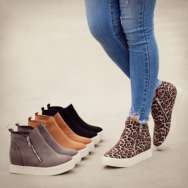 Flamechill Textured Wedge Sneakers 