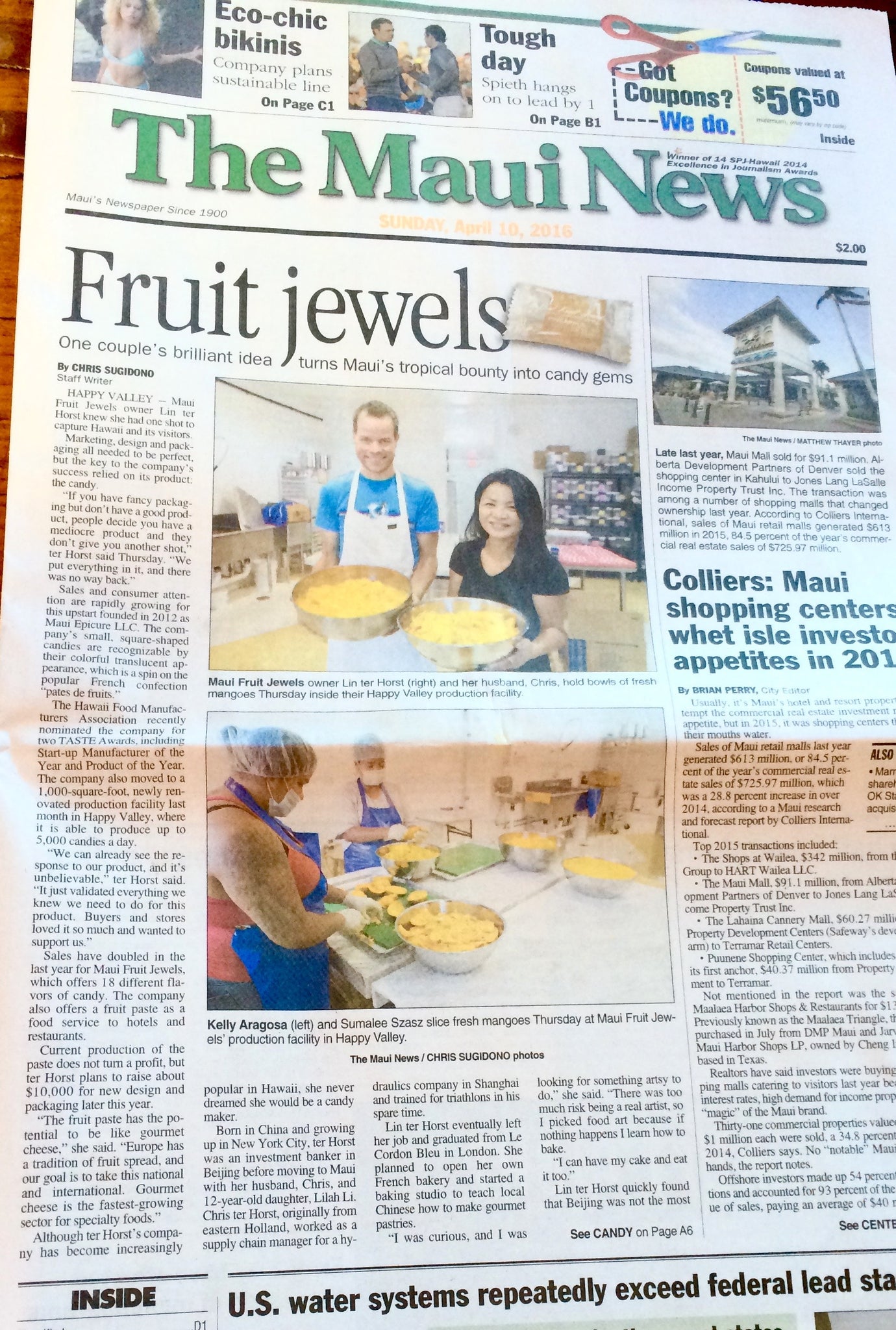 Maui Fruit Jewels in The Maui News April 10, 2016