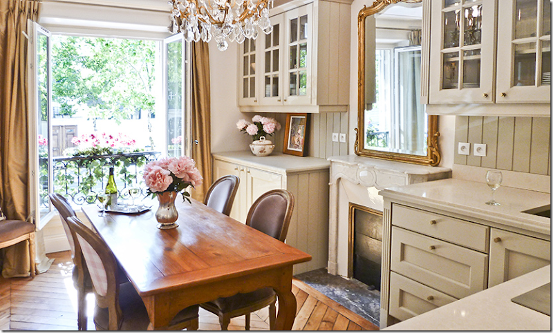 The view of the tree lined avenue from the kitchen