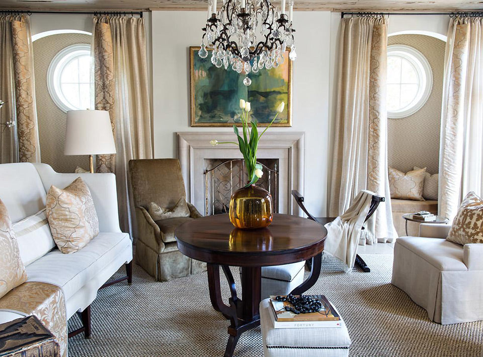 What a statement this dark mahogany coffee table adds to the room!