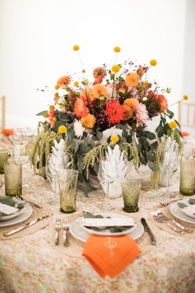 Gorgeous mix of fall colors in this tablescape for “To Live and Dine,”  an event sponsored by the Atlantan Magazine