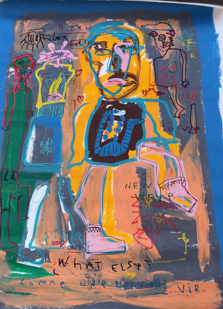 Painting by the artist Jazzu (whom we now carry at <a href="https://huffharrington.com/collections/heritage" target="_blank">Huff Harrington Fine Art!)</a>