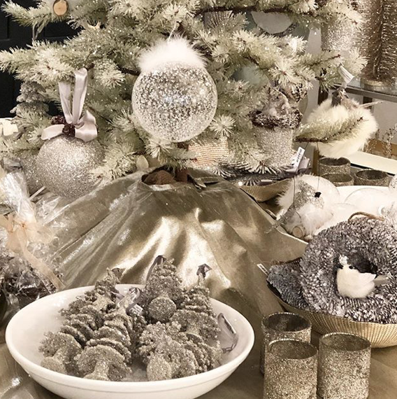We’ll mix up the ornaments so we’ve got some metal, glass, fur and even feathers.
