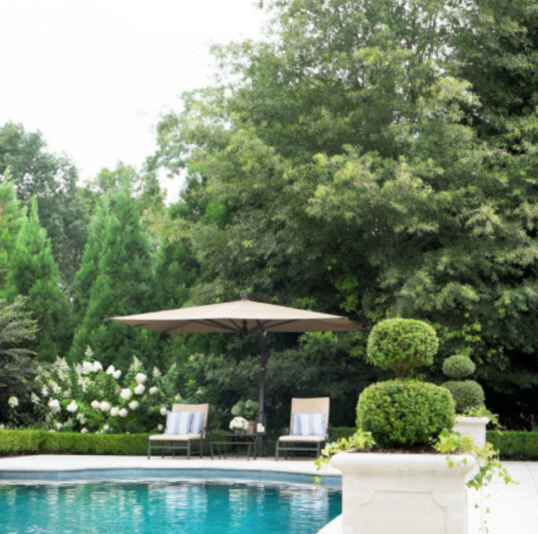 This is so Atlanta – and we love it! Boxwoods, hydrangeas and a classic, simple pool. (<a href="https://atlantahomesmag.com/" target="_blank">Atlanta Homes and Lifestyles</a>/Erica George Dines)
