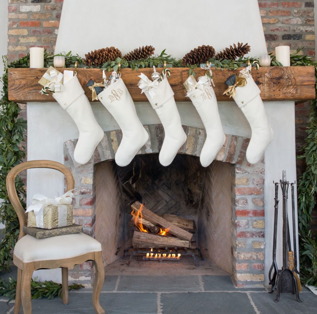 Alpaca Christmas stockings from Fig and Dove -- that can be personally monogrammed -- at Huff Harrington Home.