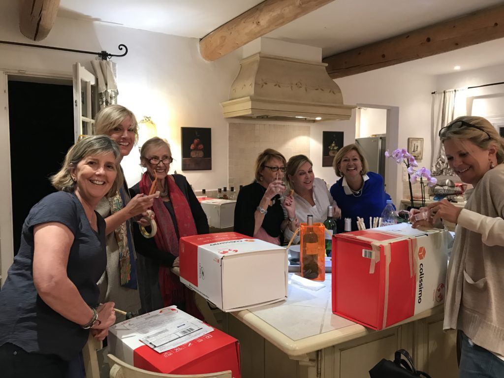 Boxing up our goodies at the end of a fabulous voyage ... and a grand merci to Laine and Helen!