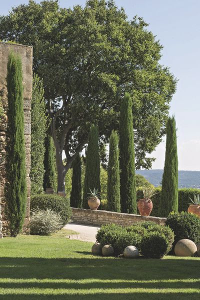 We love the way cypress trees punctuate the typical provencal landscape, and dreamed of having a view like this one. From Cote Maison magazine.