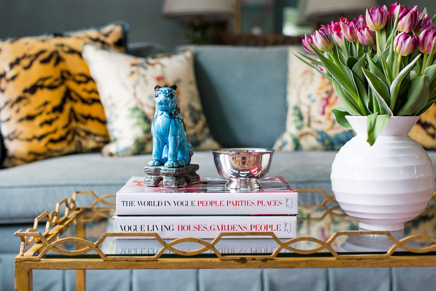 <a href="https://mallorymathison.com/" target="_blank">Mallory Mathison</a> knows her book covers and picked the perfect pairings for this pretty coffee table vignette (image from her website)