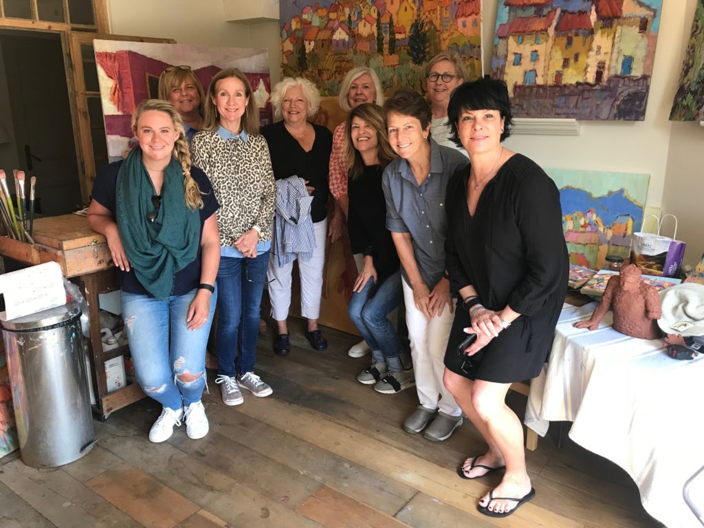 The group of ladies from our trip visiting Alice Williams in her Provence studio