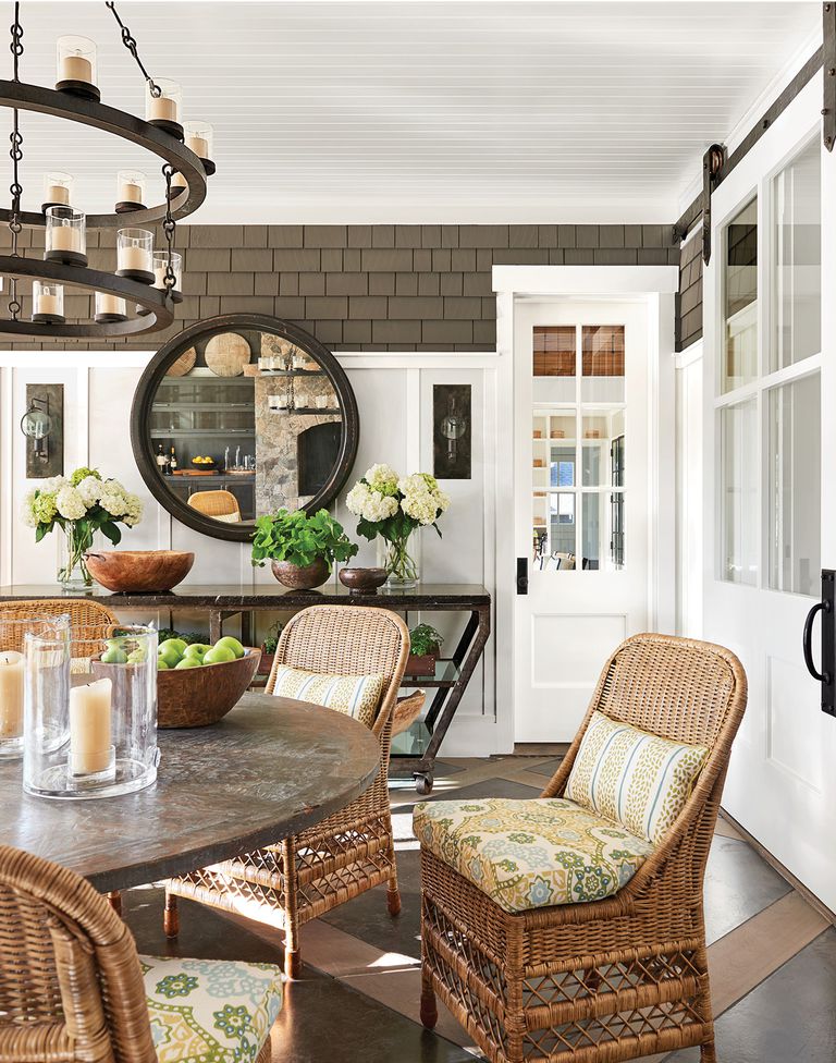 And Mark Sikes mixed antique wicker chairs in this pretty vignettefeatured in Elle Decor, with photo by Dominique Vorillon