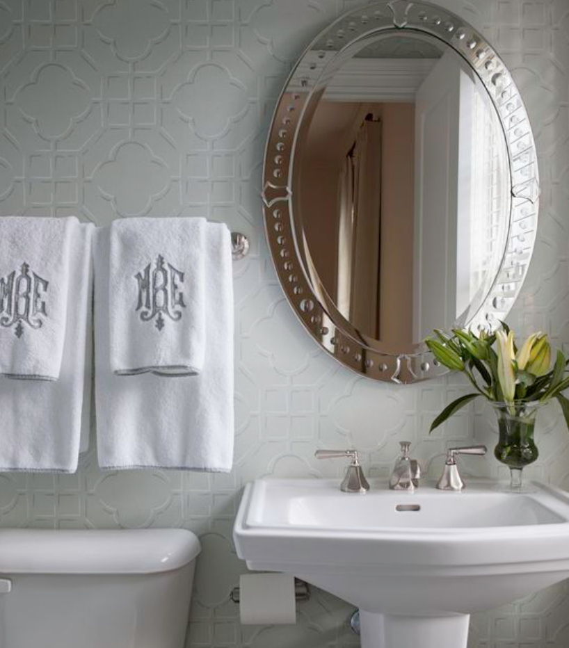 Simple, but oh so elegant, monogrammed bath linens from <a href="http://www.margauxinteriorslimited.com/" target="_blank">Margaux Interiors</a>.