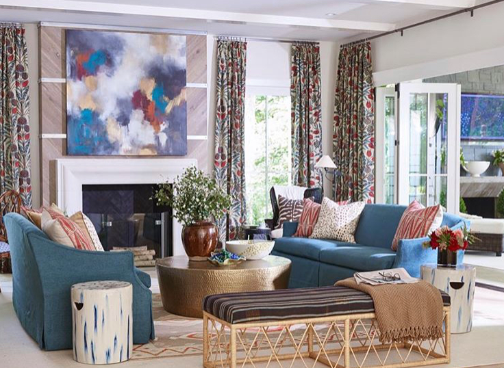 At the House Beautiful Whole Home project in Atlanta late last year, designer Sherry Hart picked Melissa Payne Baker's stunning "Handsome" to anchor the living room. (photo: Victoria Pearson)