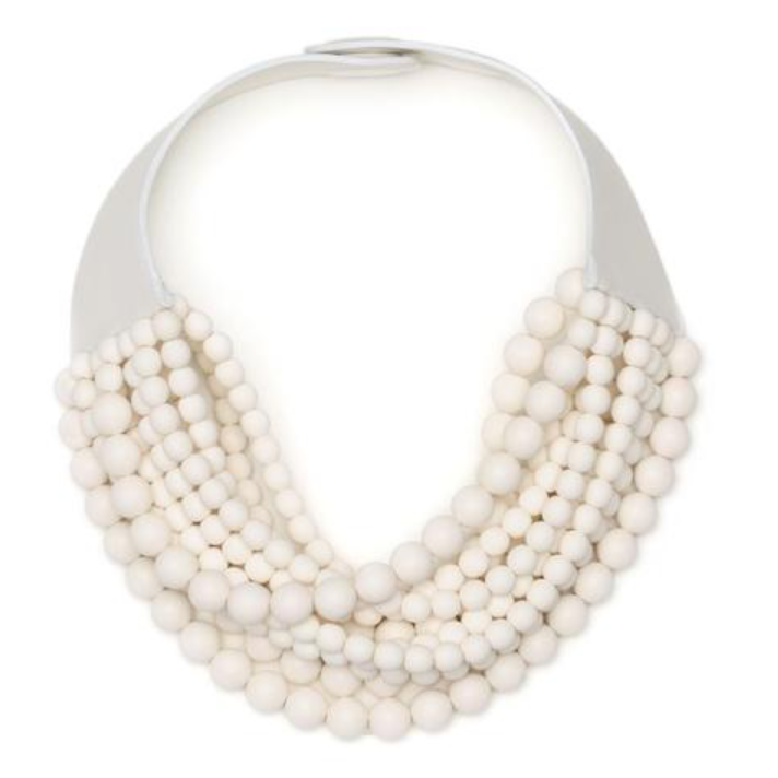 <a href="https://huffharrington.com/collections/jewelry/products/fairchild-baldwin-chloe-cream-necklace" target="_blank">Leather and beads</a> – in a chic cream.