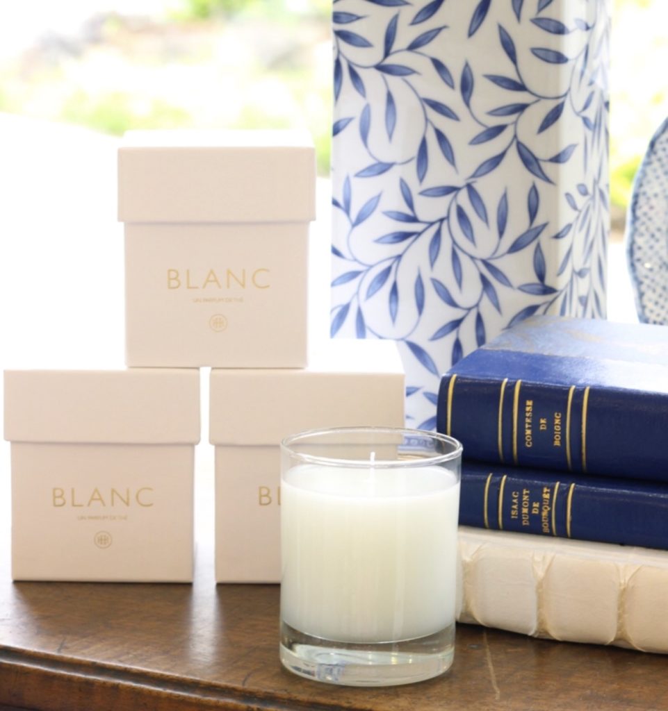 Everyone loves our <a href="https://blog.huffharrington.com/wp-content/uploads/2018/07/The-blanc-on-table.jpg" target="_blank">tea scented candles from Paris</a>. They can be wrapped beautifully or just ask for a ribbon around the box. It’s makes a handsome gift, as is!