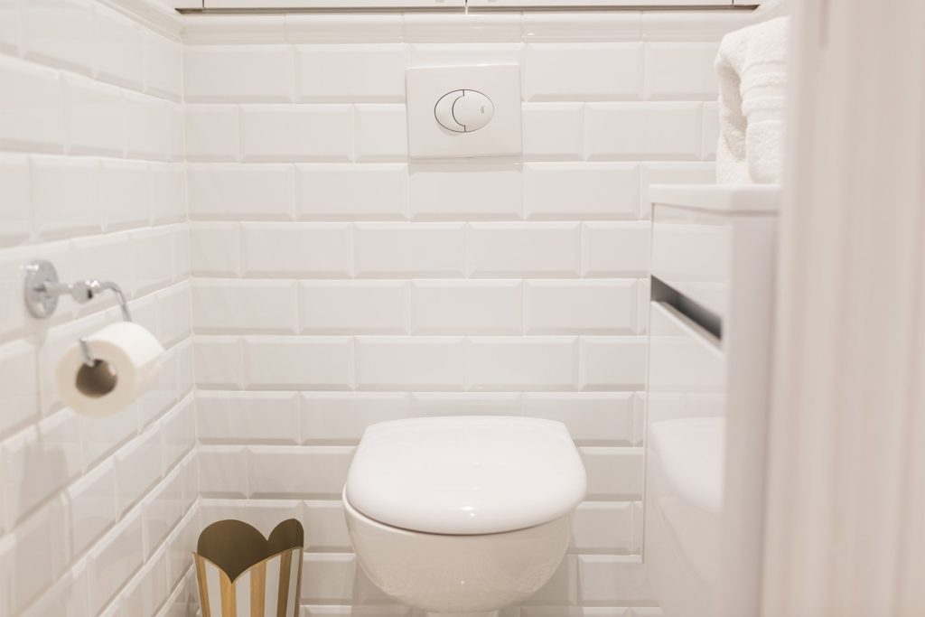 We opted for classic subway tiles in two of the bathrooms ... because what is more Parisian than subway tile? And pssst, do you know why they're shaped the way they are? Ask us, and we'll tell you!