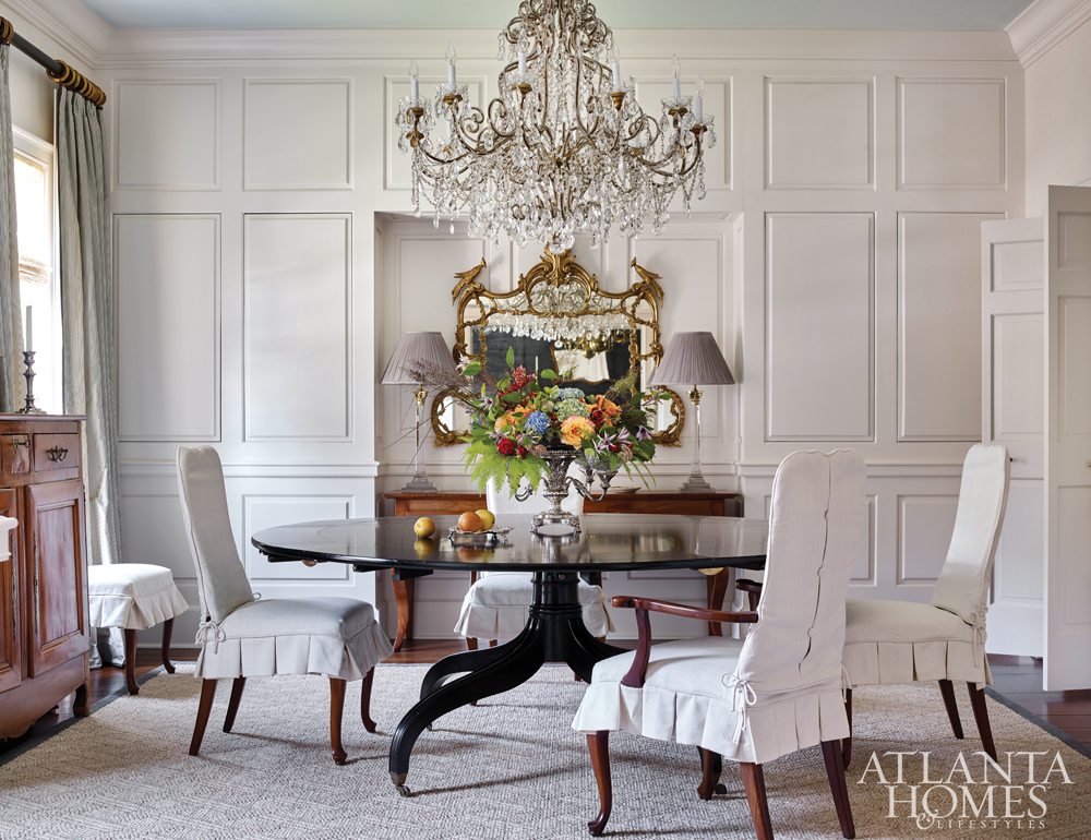 A formal arrangement served up on silver, image via Atlanta Homes & Lifestyles.