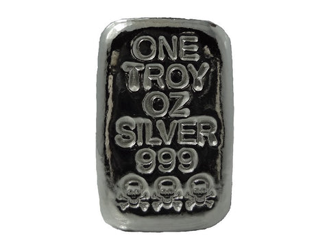 Silver Skull /& Crossbones .999 Fine Bar One Gram