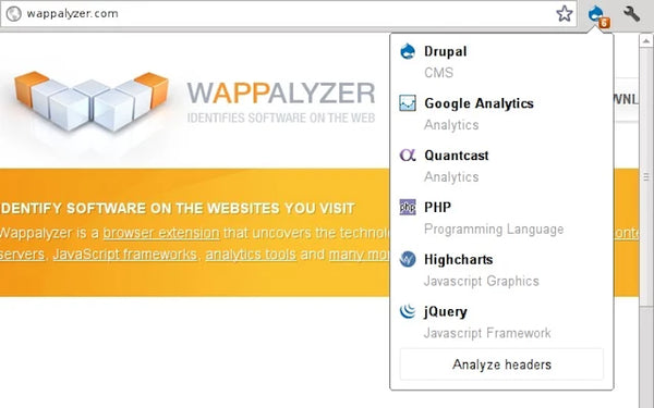 Extesion chrome Wappalyzer