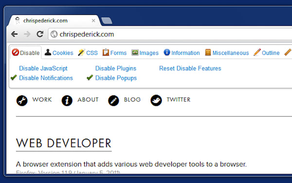 Extensiones Chrome Web Developer