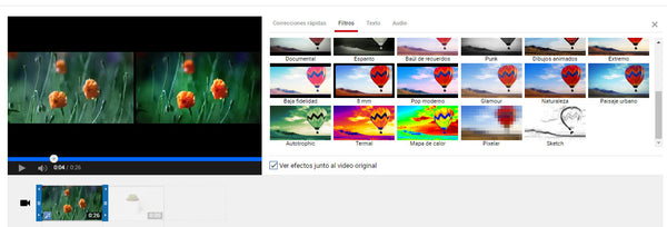 Agregar filtros a videos en YouTube