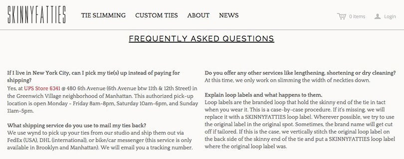 FAQ ecommerce