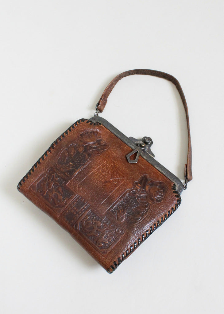 Vintage 1920s Arts & Crafts Tooled Leather Purse | Raleigh Vintage
