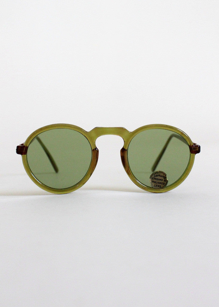 Vintage 1940s Green Round Sunglasses Raleigh Vintage