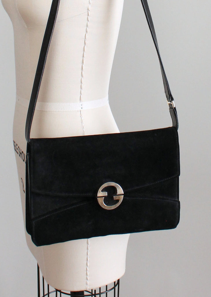 Vintage 1970s Gucci Black Suede Shoulder Purse | Raleigh Vintage