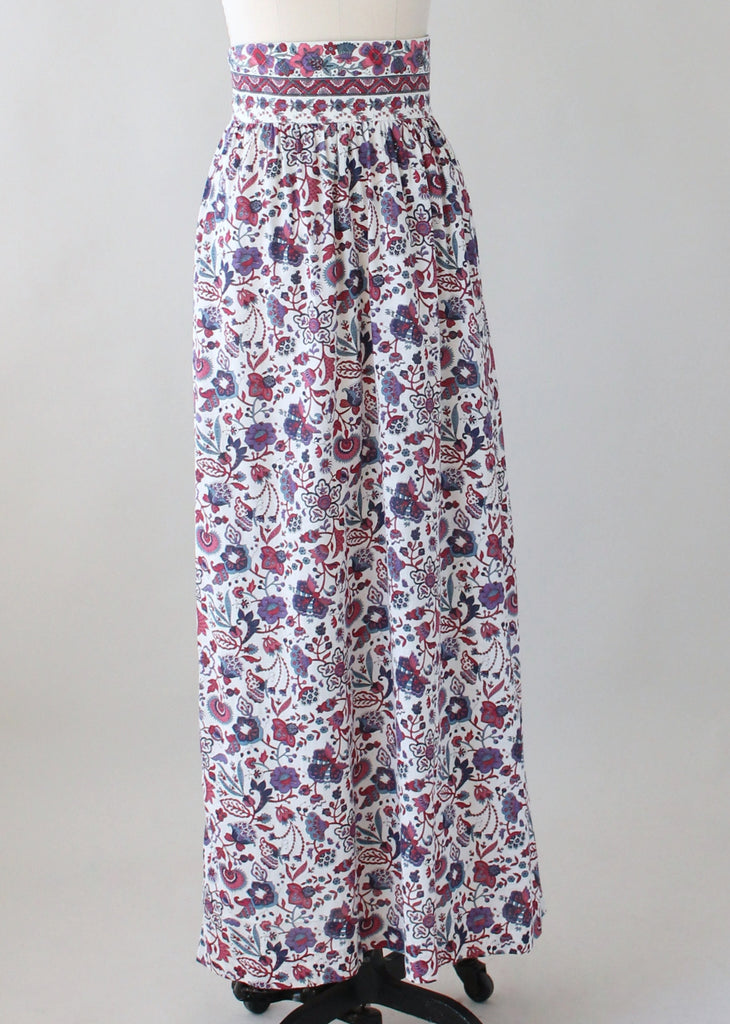 Vintage 1970s Indian Cotton Floral Maxi Skirt Raleigh Vintage 5546