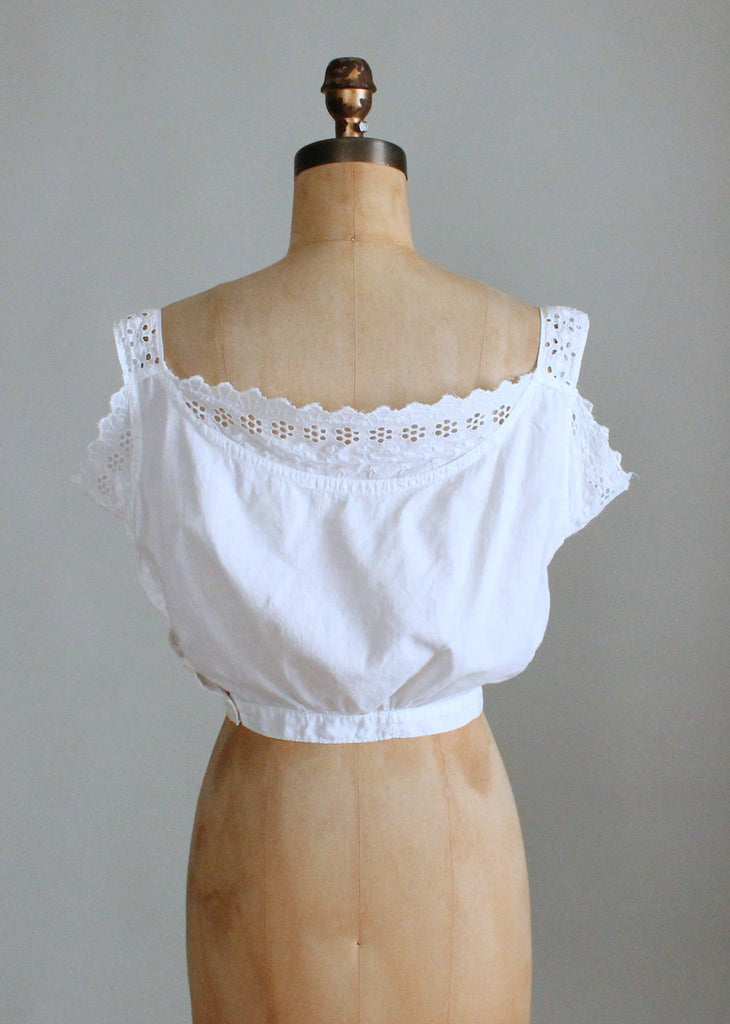 1910s Drape Front Eyelet Camisole Corset Cover | Raleigh Vintage
