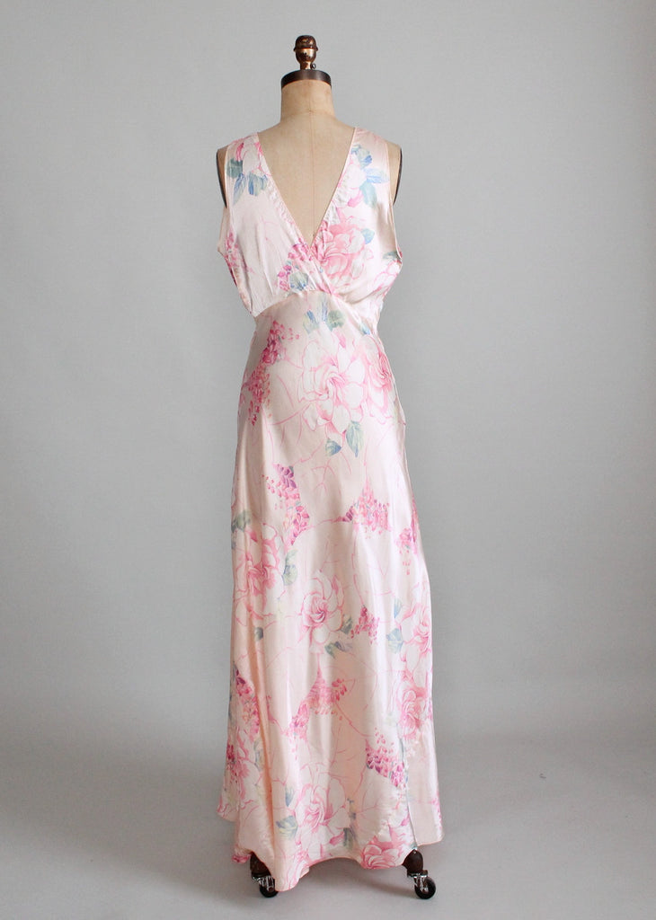 Vintage 1940s Palest Pink Floral Silk Nightgown Raleigh Vintage