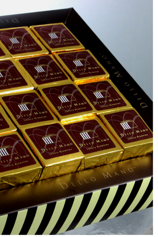 Dello Mano Luxury Brownie Gift Box of foiled Brownie Cubes