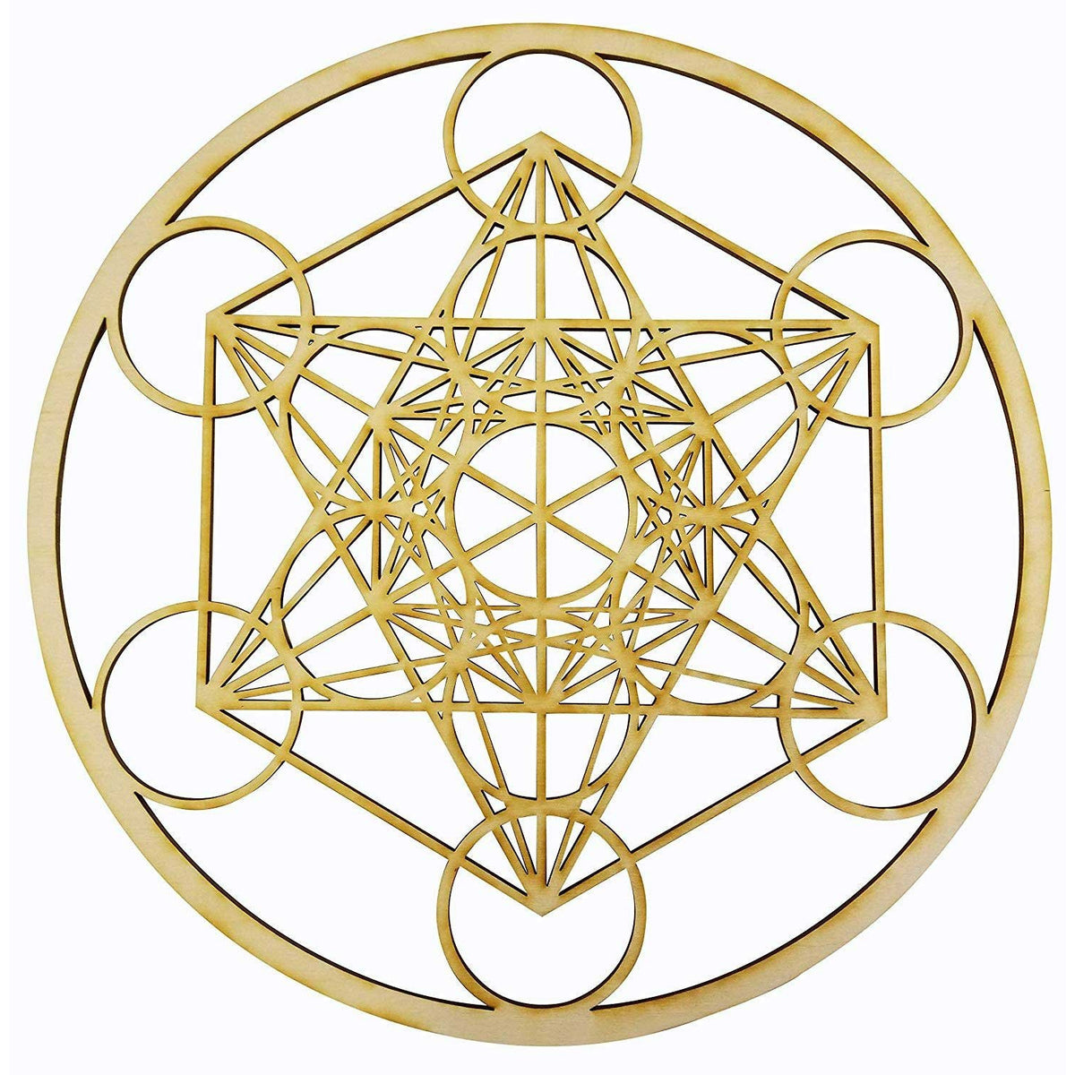 11.5 Metatron's Cube Wooden Crystal Grid Sacred Geometry Meditation Wall Art Decor & Zen Home Decor Wooden Wall Sculpture