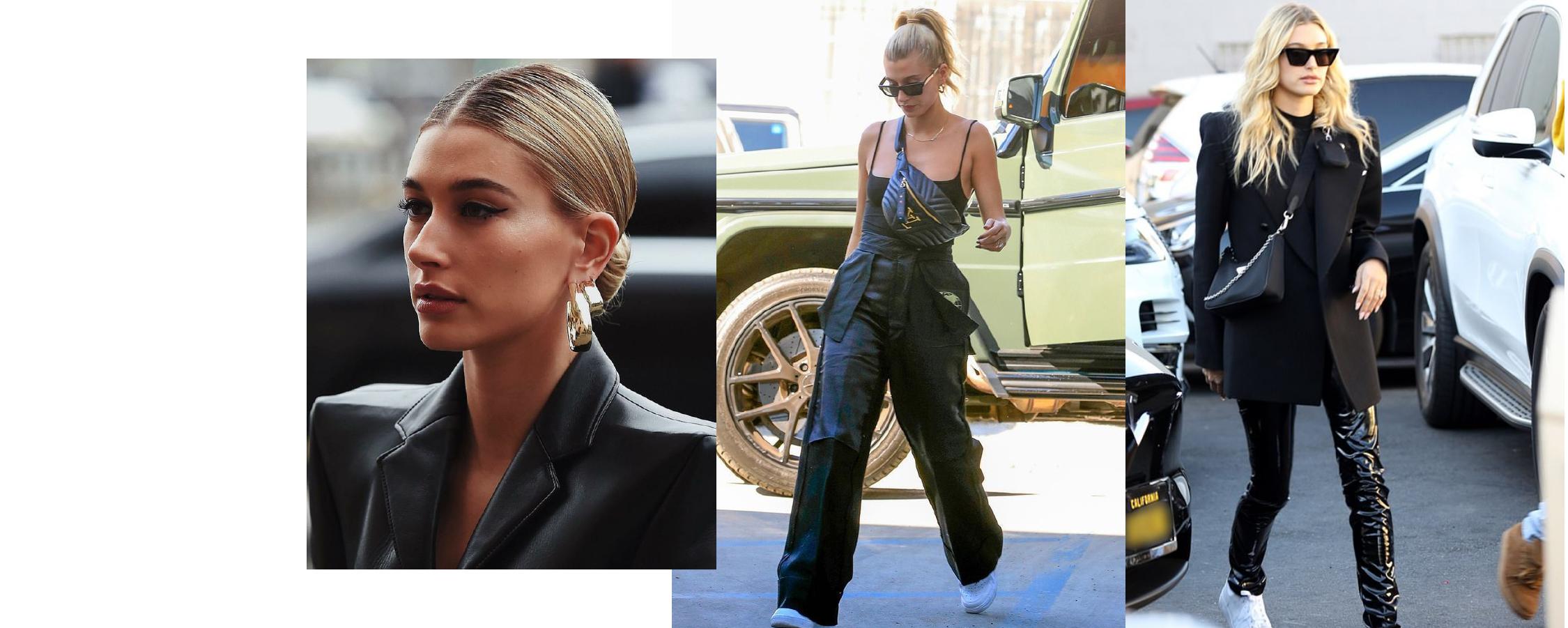 Hailey Baldwin rocks LV cross-body bag and black jumpsuit