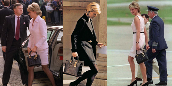 Princess Diana with a black Lady Dior bag