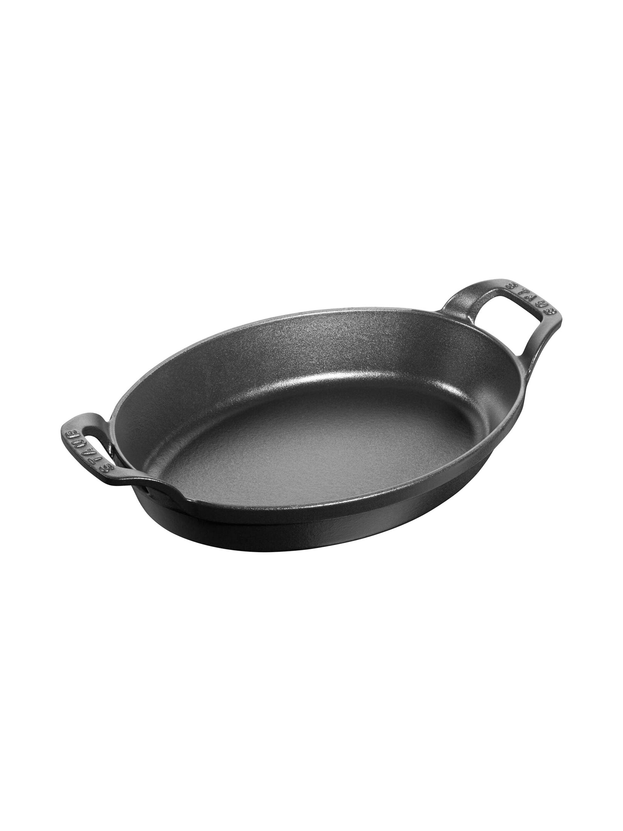 Staub Cast Iron 12.5x9 Oval Baking Dish, Black Matte