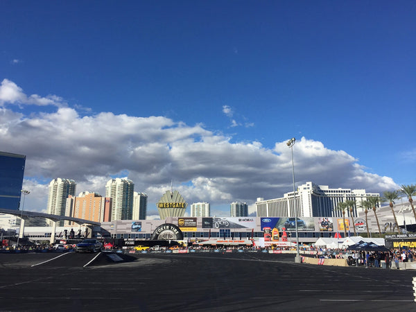 The track outside SEMA Las Vegas 2015. Westgate hotel in the background