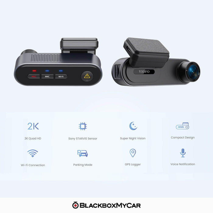 VIOFO WM1 2K QHD 1-Channel Dash Cam with GPS - Dash Cams - VIOFO WM1 2K QHD 1-Channel Dash Cam with GPS - 1-Channel, 2K QHD @ 30 FPS, Adhesive Mount, App Compatible, Bluetooth, China, G-Sensor, GPS, Hardwire Install, Loop Recording, Mobile App, Mobile App Viewer, Night Vision, Parking Mode, Security, Super Capacitor, Wi-Fi - BlackboxMyCar