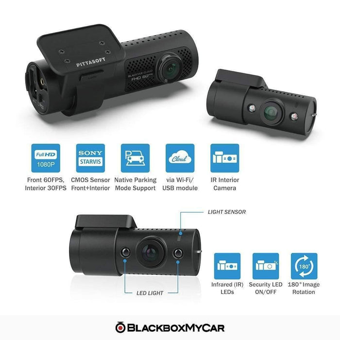BlackVue DR750X-2CH IR Plus (Cabin View) Dash Cam - Dash Cams - BlackVue DR750X-2CH IR Plus (Cabin View) Dash Cam - 1080p Full HD @ 60 FPS, 2-Channel, 256GB, Adhesive Mount, App Compatible, Bluetooth, Cloud, Desktop Viewer, G-Sensor, GPS, Hardwire Install, Infrared (IR), Loop Recording, LTE, Mobile App, Mobile App Viewer, Night Vision, Parking Mode, preorder:Preorder Now & Get It First - ETA June 28, sale, Security, South Korea, Super Capacitor, Wi-Fi - BlackboxMyCar