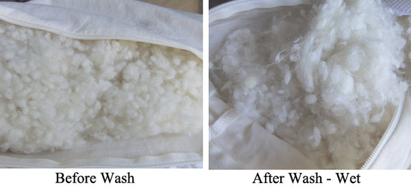 Woolly bolas fiber before and after washing