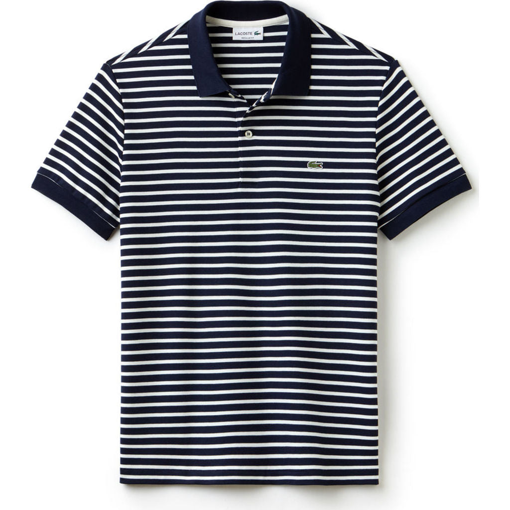 Lacoste Regular Fit Striped Pima Men's Shirt in Navy Blue/White – Sportique